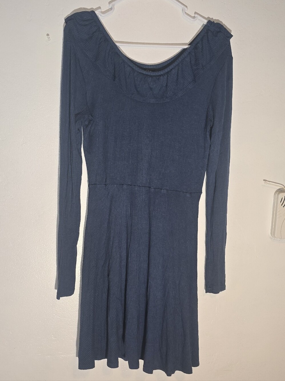 art class Navy Ribbed Long-Sleeve Fit-and-Flare Dress